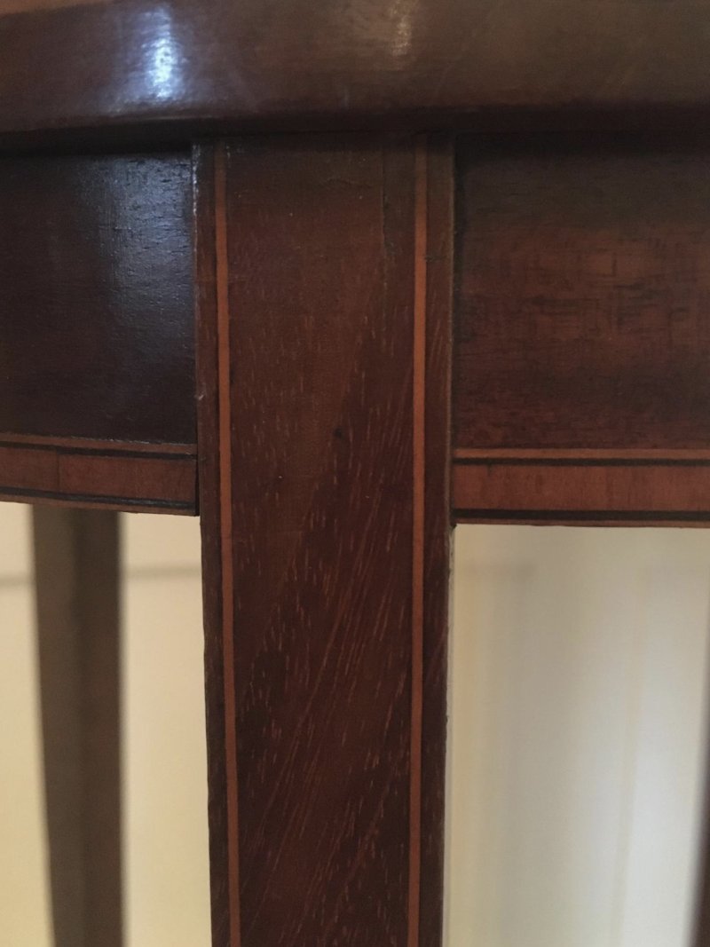 Quality Antique Edwardian Inlaid Mahogany Oval Lamp Table - Image 5